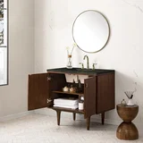 Amberly 36" Single Vanity, Mid-Century Walnut, w/ 3 CM Phantome Eclos Top