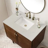 Amberly 36" Single Vanity, Mid-Century Walnut, w/ 3 CM Siberian Silestone Top