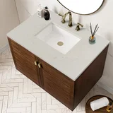 Amberly 36" Single Vanity, Mid-Century Walnut, w/ 3 CM Siberian Silestone Top