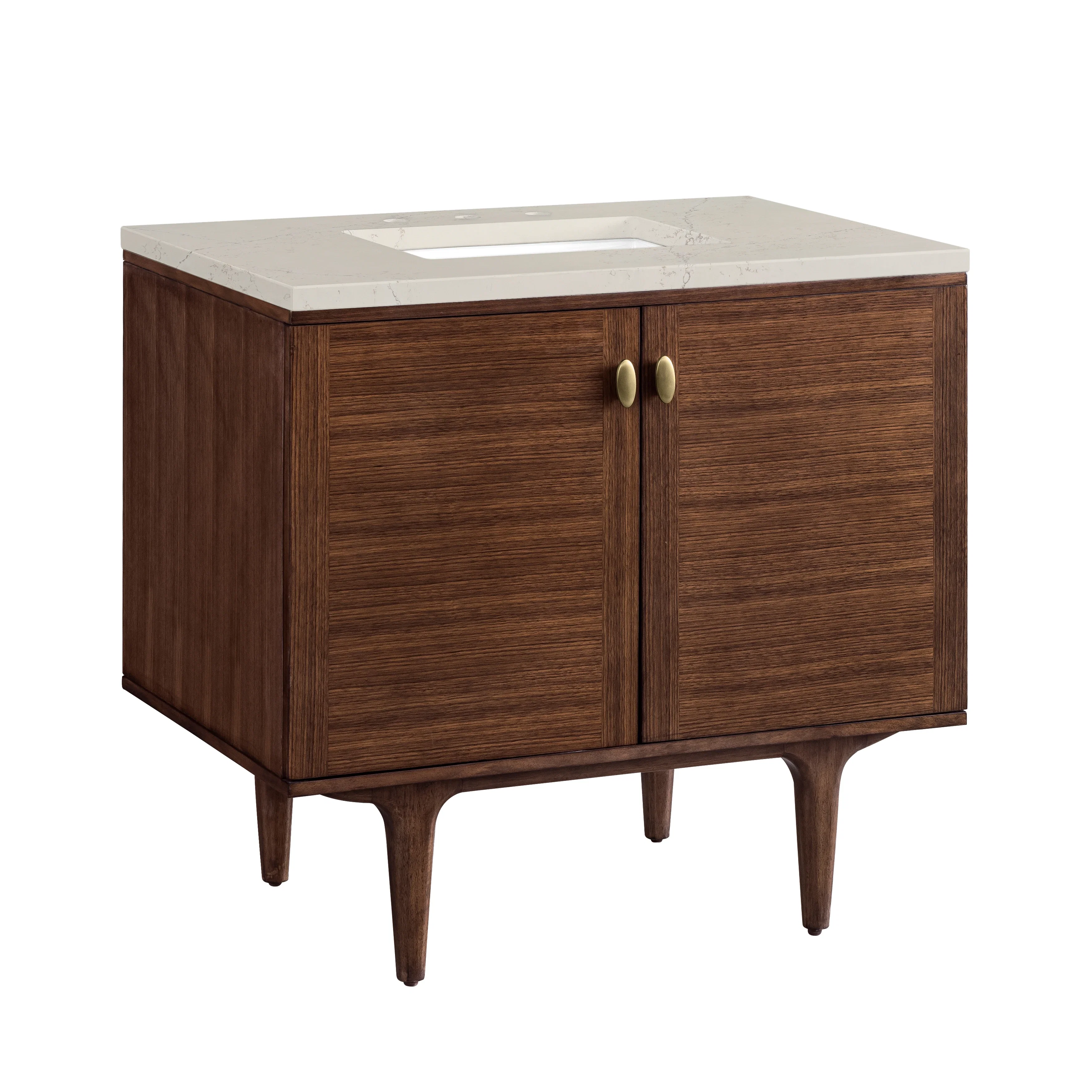 Amberly 36" Single Vanity, Mid-Century Walnut, w/ 3 CM Siberian Silestone Top