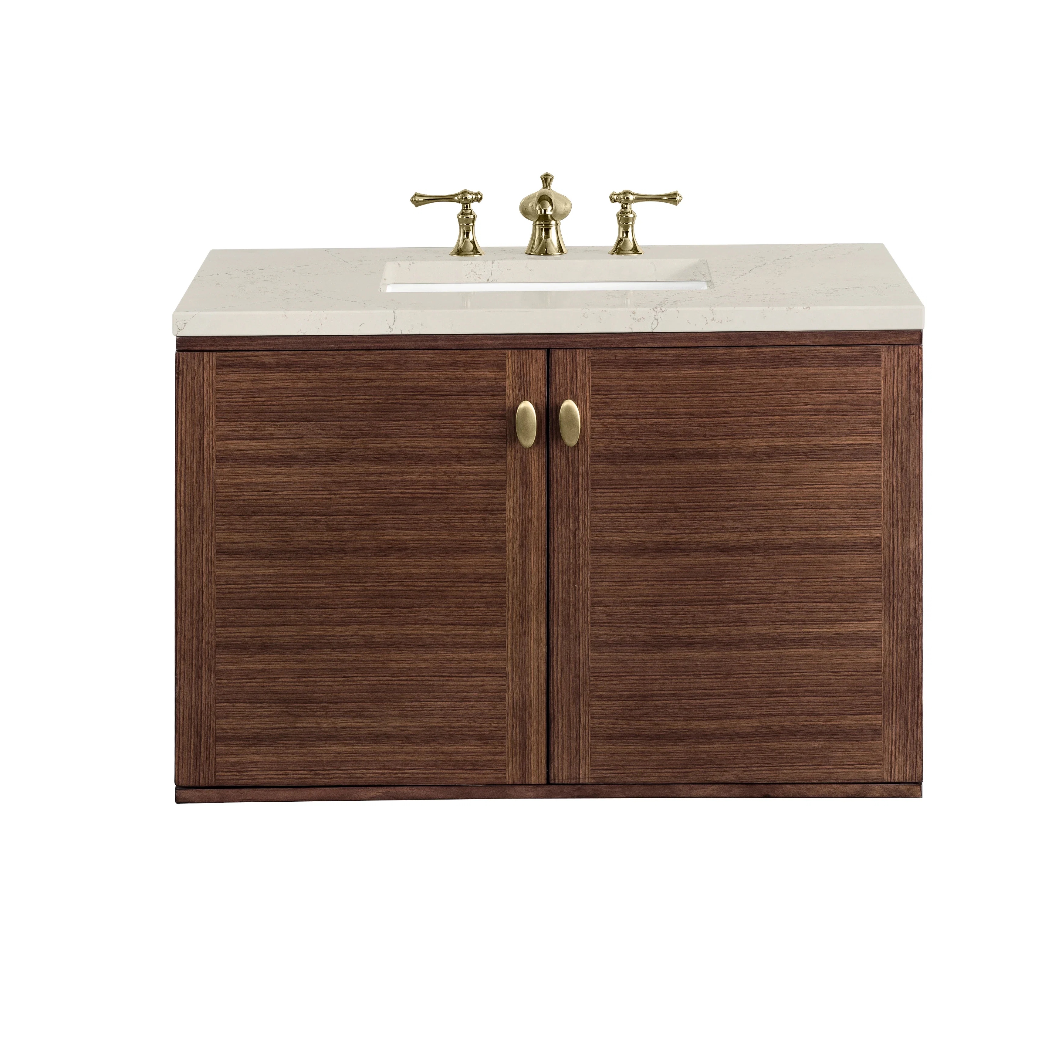 Amberly 36" Single Vanity, Mid-Century Walnut, w/ 3 CM Siberian Silestone Top