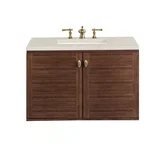 Amberly 36" Single Vanity, Mid-Century Walnut, w/ 3 CM Siberian Silestone Top