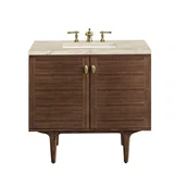 Amberly 36" Single Vanity, Mid-Century Walnut, w/ 3 CM Tajnar Eclos Top