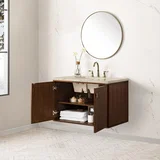 Amberly 36" Single Vanity, Mid-Century Walnut, w/ 3 CM Tajnar Eclos Top