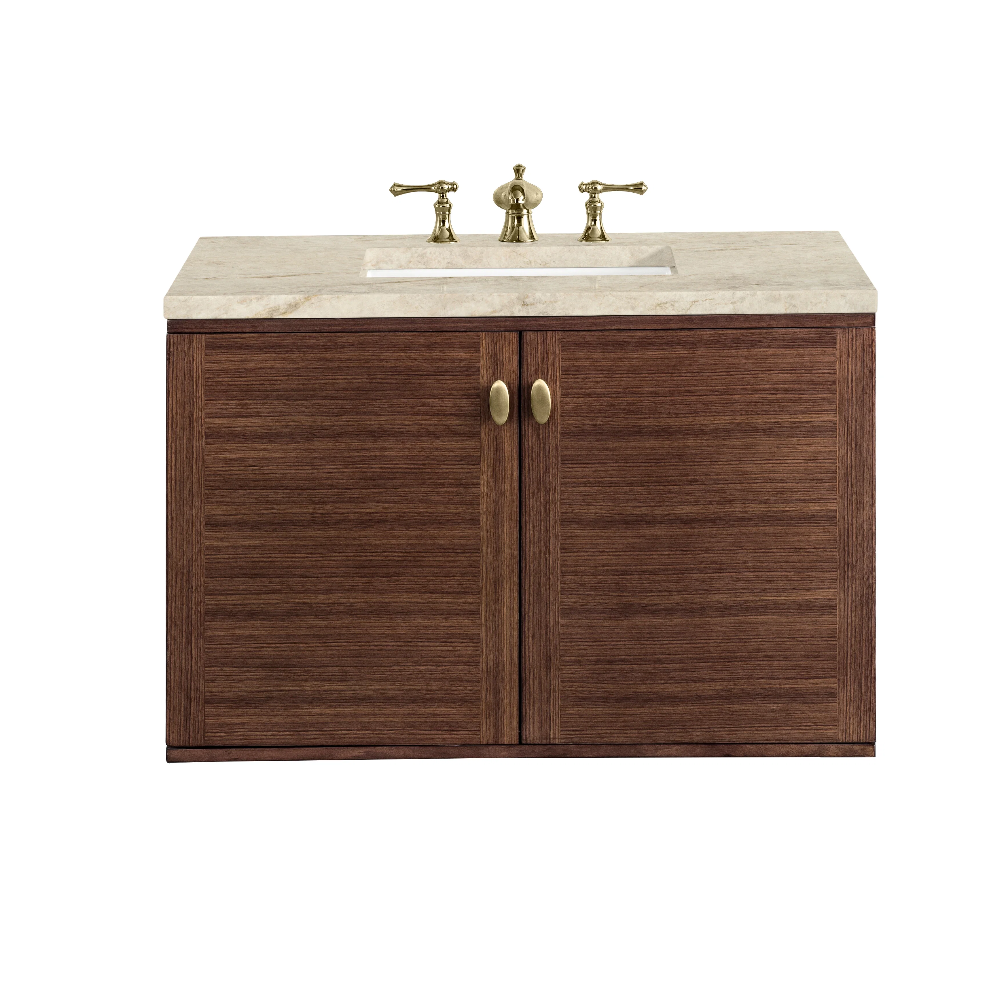 Amberly 36" Single Vanity, Mid-Century Walnut, w/ 3 CM Tajnar Eclos Top