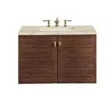 Amberly 36" Single Vanity, Mid-Century Walnut, w/ 3 CM Tajnar Eclos Top