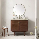 Amberly 36" Single Vanity, Mid-Century Walnut, w/ 3 CM Tajnar Eclos Top