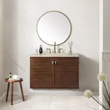Amberly 36" Single Vanity, Mid-Century Walnut, w/ 3 CM Tajnar Eclos Top
