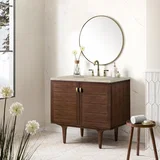 Amberly 36" Single Vanity, Mid-Century Walnut, w/ 3 CM Tajnar Eclos Top