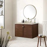 Amberly 36" Single Vanity, Mid-Century Walnut, w/ 3 CM Tajnar Eclos Top