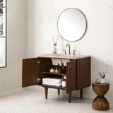 Amberly 36" Single Vanity, Mid-Century Walnut, w/ 3 CM Tajnar Eclos Top