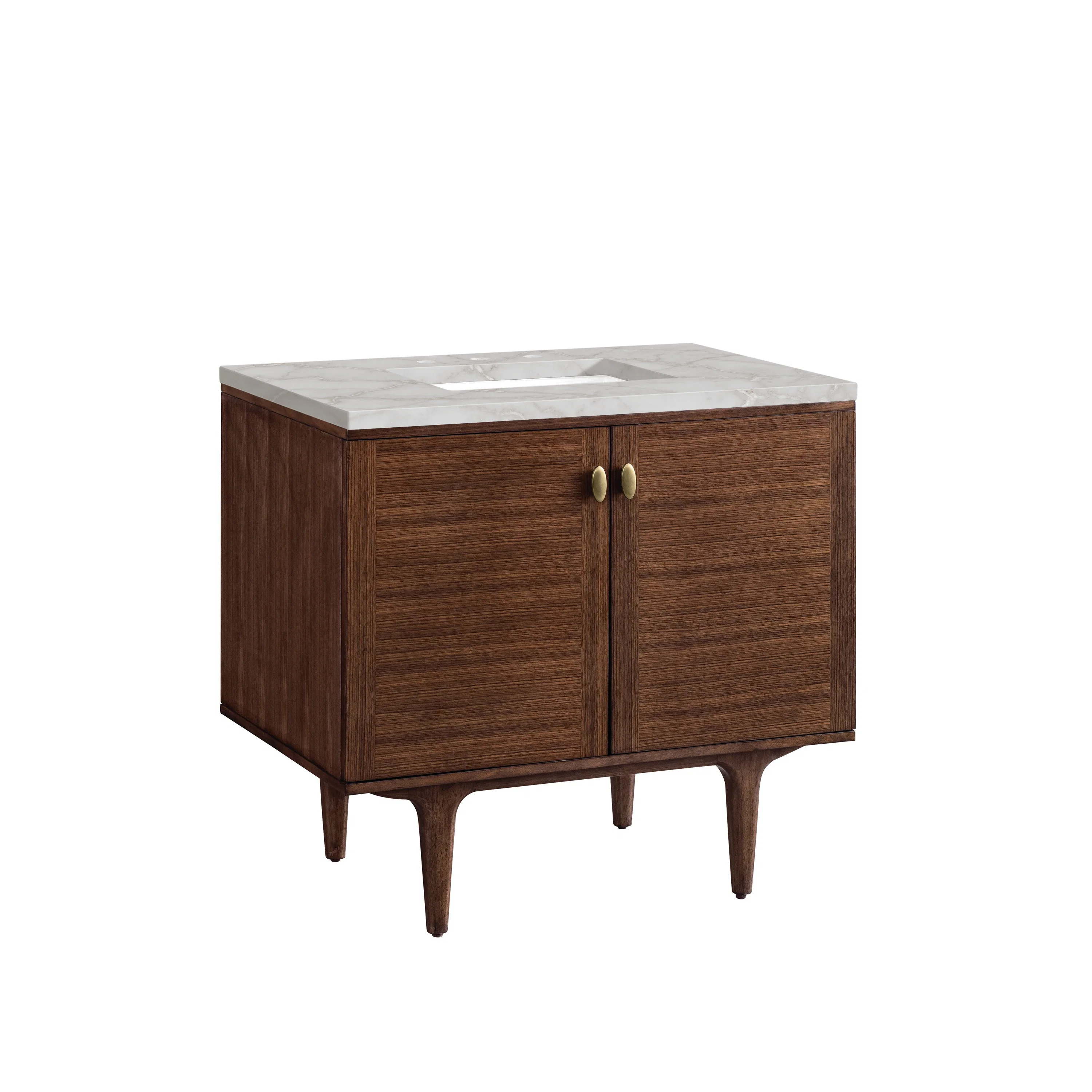 Amberly 36" Single Vanity, Mid-Century Walnut w/ 3 CM Victorian Silver Top