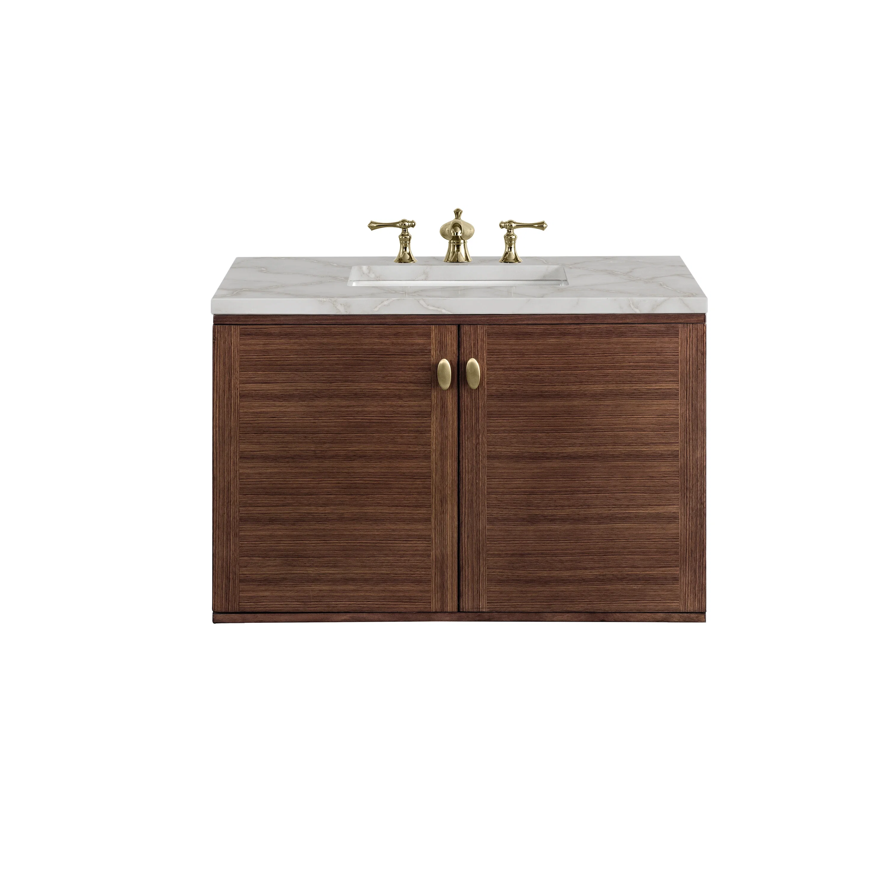 Amberly 36" Single Vanity, Mid-Century Walnut w/ 3 CM Victorian Silver Top
