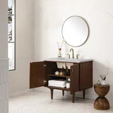 Amberly 36" Single Vanity, Mid-Century Walnut w/ 3 CM Victorian Silver Top