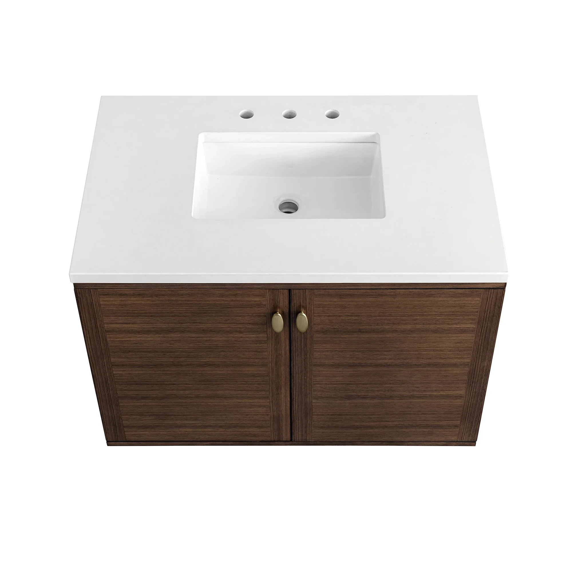 Amberly 36" Single Vanity, Mid-Century Walnut w/ 3 CM White Zeus Top