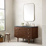 Amberly 48" Single Vanity, Mid-Century Walnut w/ 3 CM Charcoal Soapstone Top