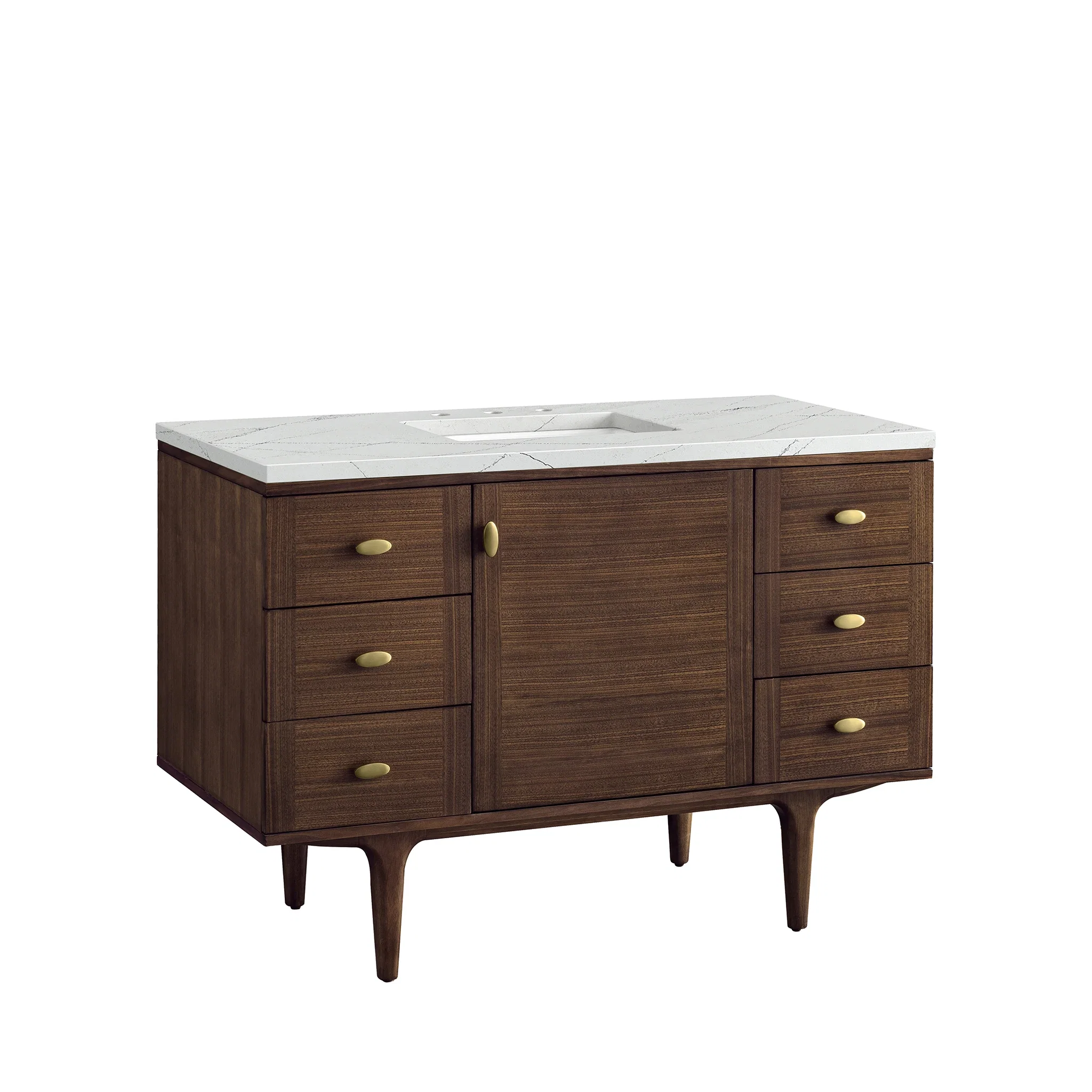 Amberly 48" Single Vanity, Mid-Century Walnut w/ 3 CM Ethereal Noctis Top