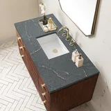 Amberly 48" Single Vanity, Mid-Century Walnut w/ 3 CM Parisien Bleu Top