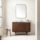 Amberly 48" Single Vanity, Mid-Century Walnut w/ 3 CM Parisien Bleu Top