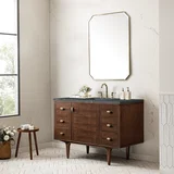 Amberly 48" Single Vanity, Mid-Century Walnut w/ 3 CM Parisien Bleu Top