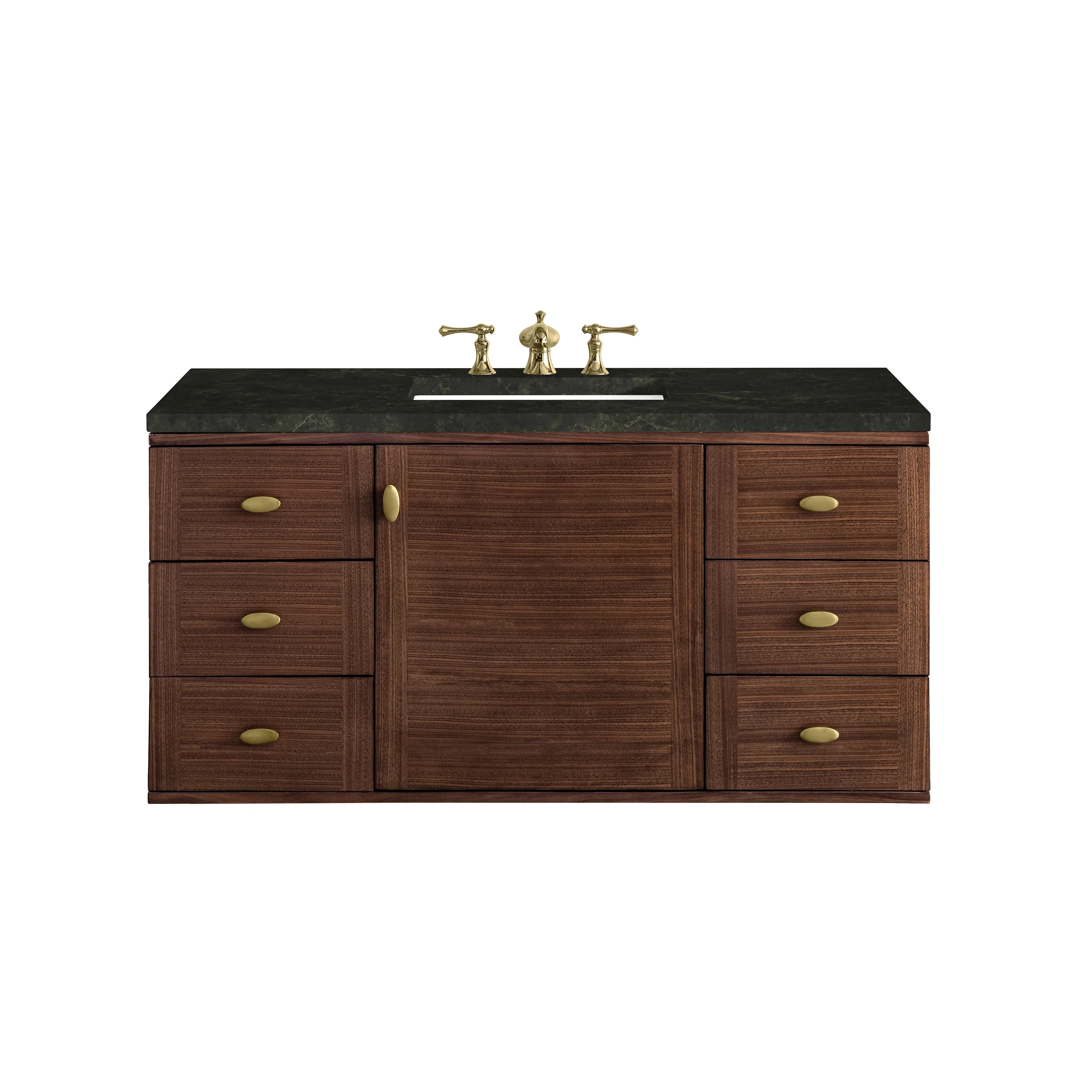 Amberly 48" Single Vanity, Mid-Century Walnut, w/ 3 CM Phantome Eclos Top