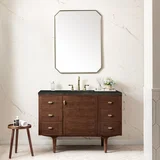 Amberly 48" Single Vanity, Mid-Century Walnut, w/ 3 CM Phantome Eclos Top