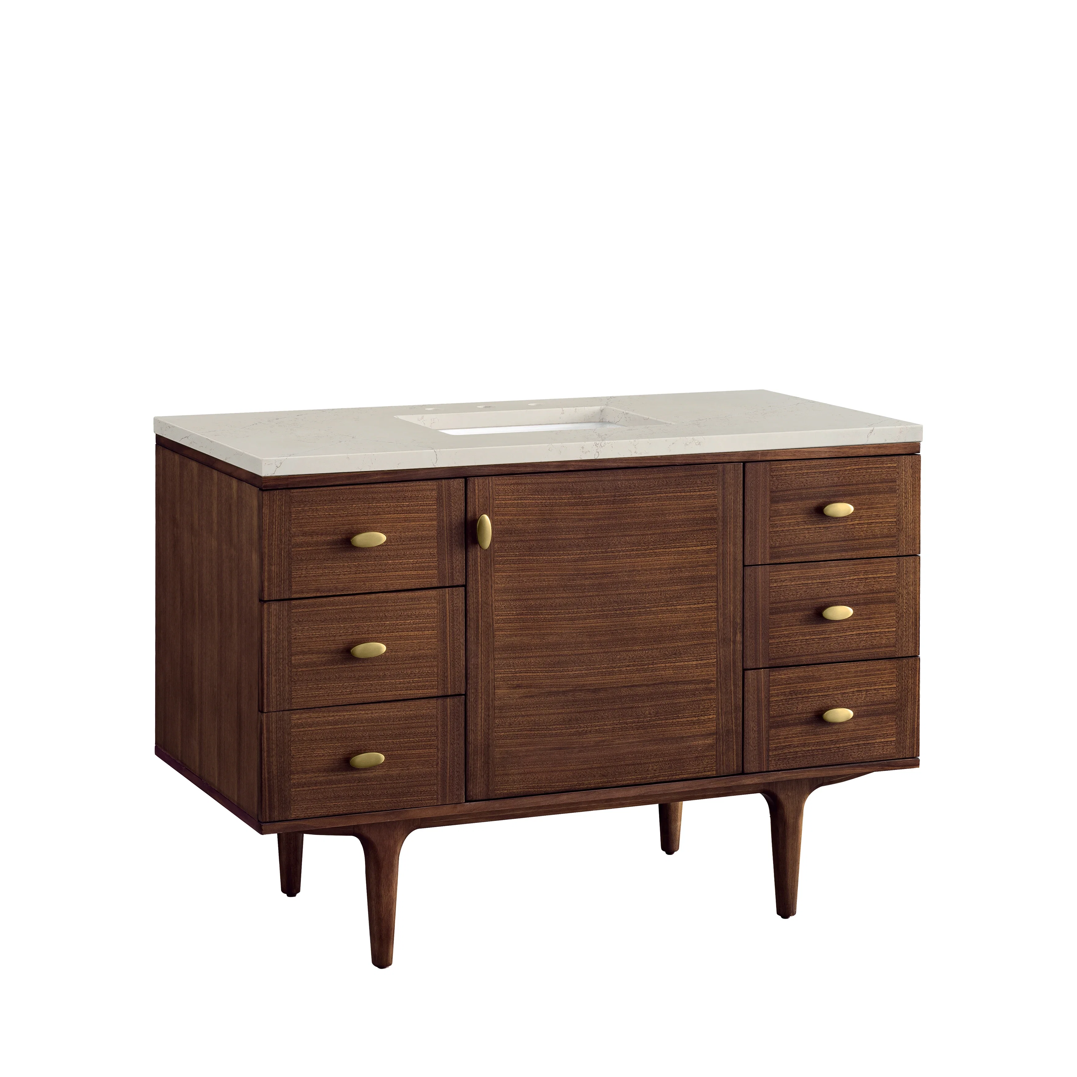 Amberly 48" Single Vanity, Mid-Century Walnut, w/ 3 CM Siberian Silestone Top