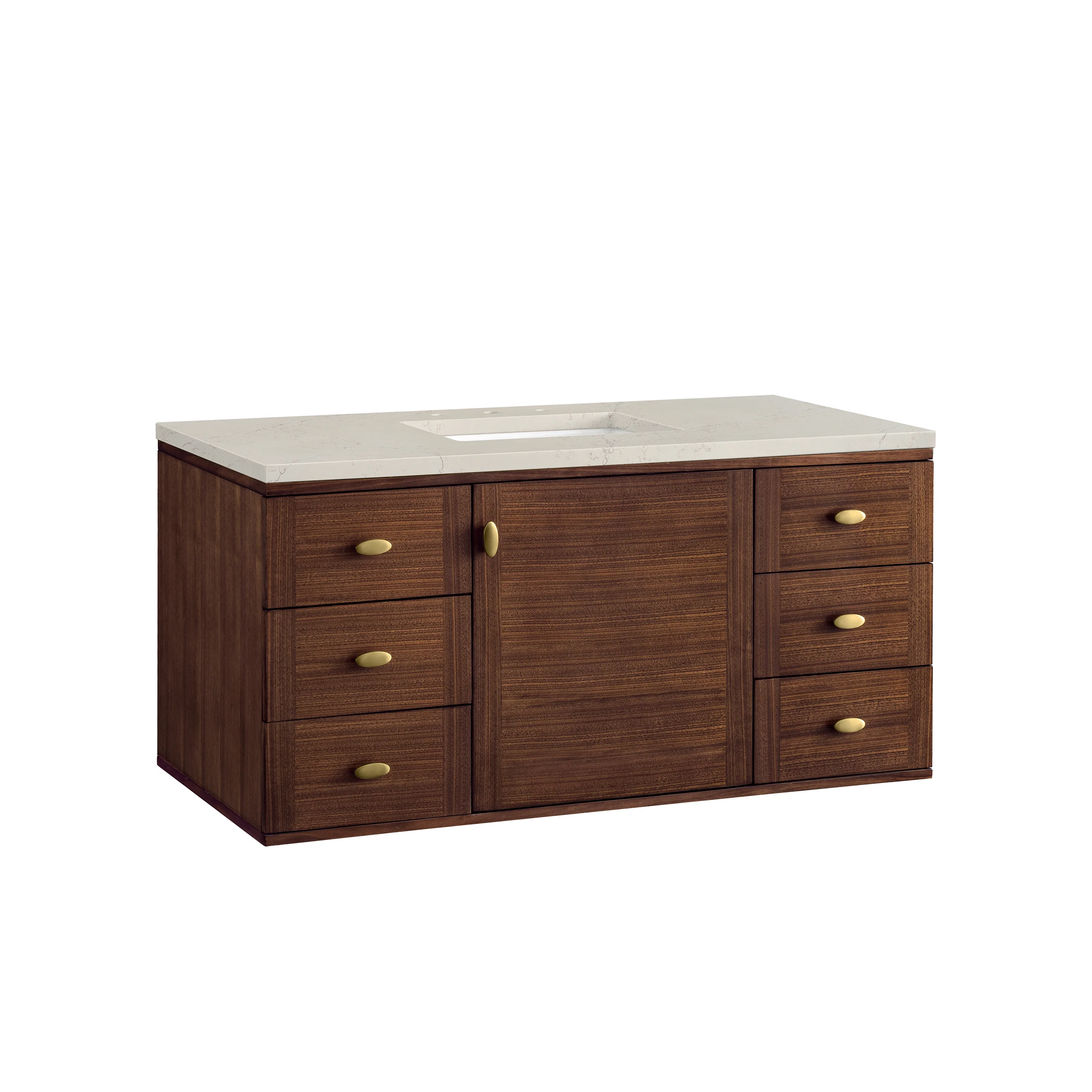 Amberly 48" Single Vanity, Mid-Century Walnut, w/ 3 CM Siberian Silestone Top