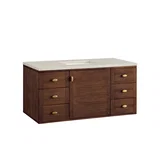 Amberly 48" Single Vanity, Mid-Century Walnut, w/ 3 CM Siberian Silestone Top