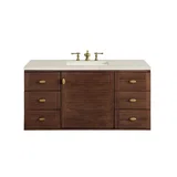 Amberly 48" Single Vanity, Mid-Century Walnut, w/ 3 CM Siberian Silestone Top