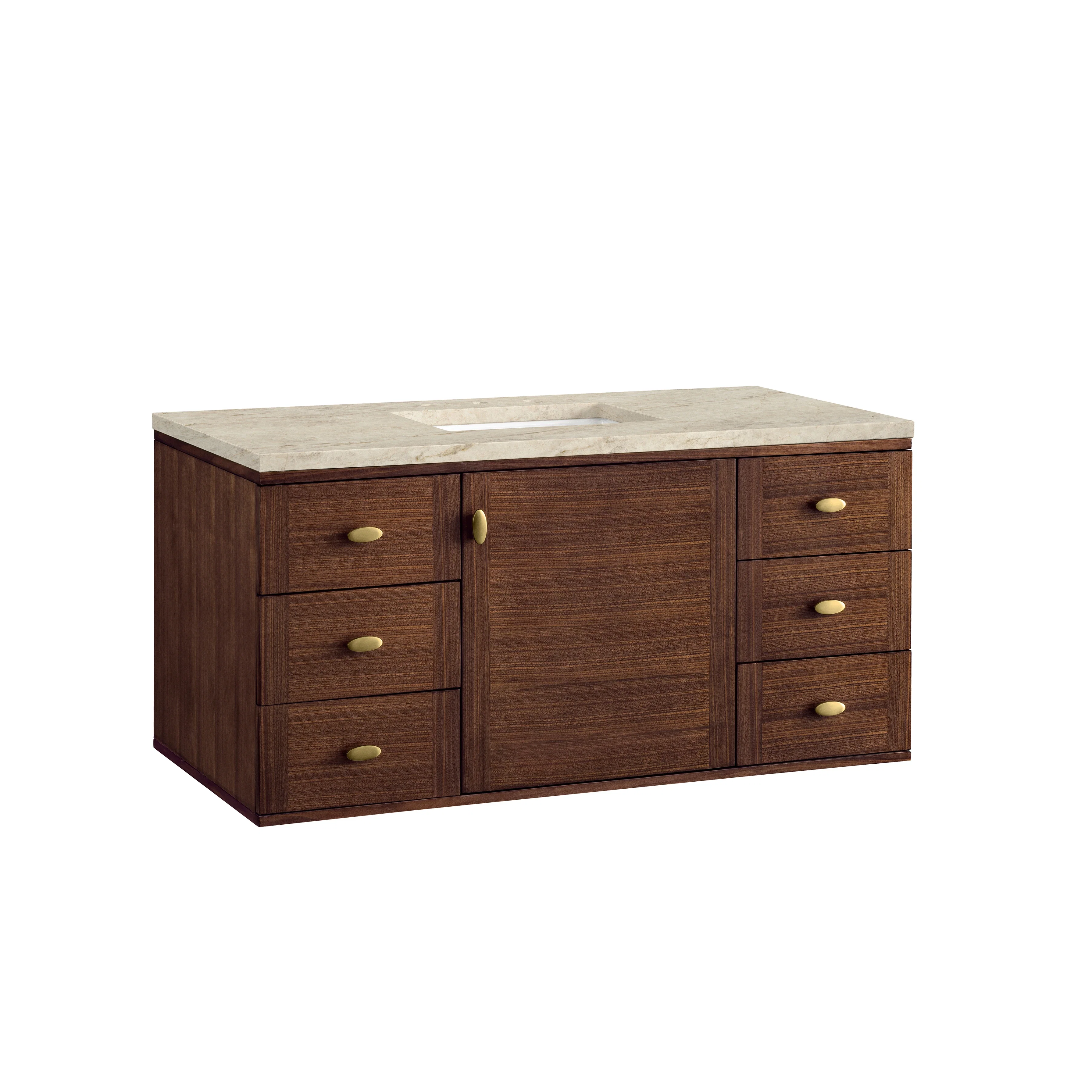 Amberly 48" Single Vanity, Mid-Century Walnut, w/ 3 CM Tajnar Eclos Top