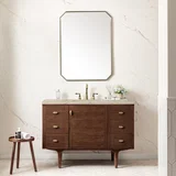 Amberly 48" Single Vanity, Mid-Century Walnut, w/ 3 CM Tajnar Eclos Top