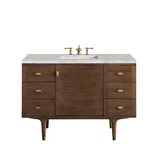 Amberly 48" Single Vanity, Mid-Century Walnut w/ 3 CM Victorian Silver Top