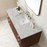 Amberly 48" Single Vanity, Mid-Century Walnut w/ 3 CM Victorian Silver Top