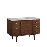 Amberly 48" Single Vanity, Mid-Century Walnut w/ 3 CM Victorian Silver Top