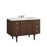 Amberly 48" Single Vanity, Mid-Century Walnut w/ 3 CM White Zeus Top