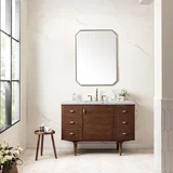 Amberly 48" Single Vanity, Mid-Century Walnut w/ 3 CM Ethereal Noctis Top w/FreePower Wireless Charger