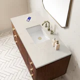 Amberly 48" Single Vanity, Mid-Century Walnut, w/ 3 CM Siberian Silestone Top w/FreePower Wireless Charger