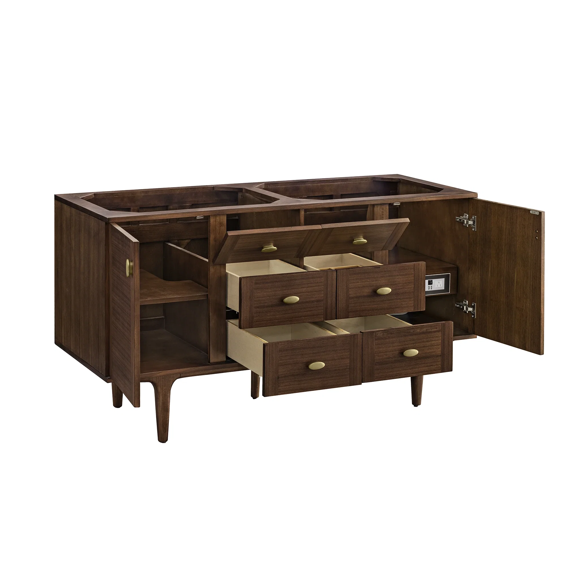 Amberly 60" Double Vanity, Mid-Century Walnut w/ 3 CM Lime Delight Top