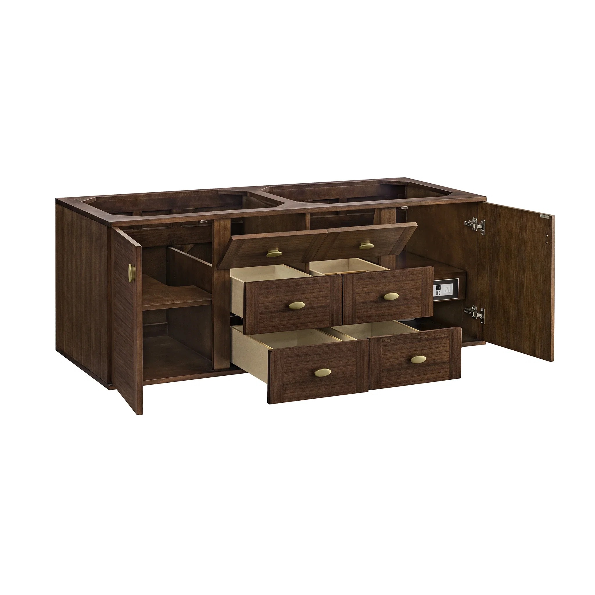 Amberly 60" Double Vanity, Mid-Century Walnut w/ 3 CM Lime Delight Top