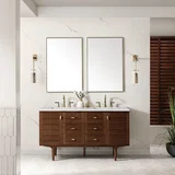 Amberly 60" Double Vanity, Mid-Century Walnut w/ 3 CM Lime Delight Top