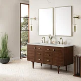 Amberly 60" Double Vanity, Mid-Century Walnut w/ 3 CM Lime Delight Top