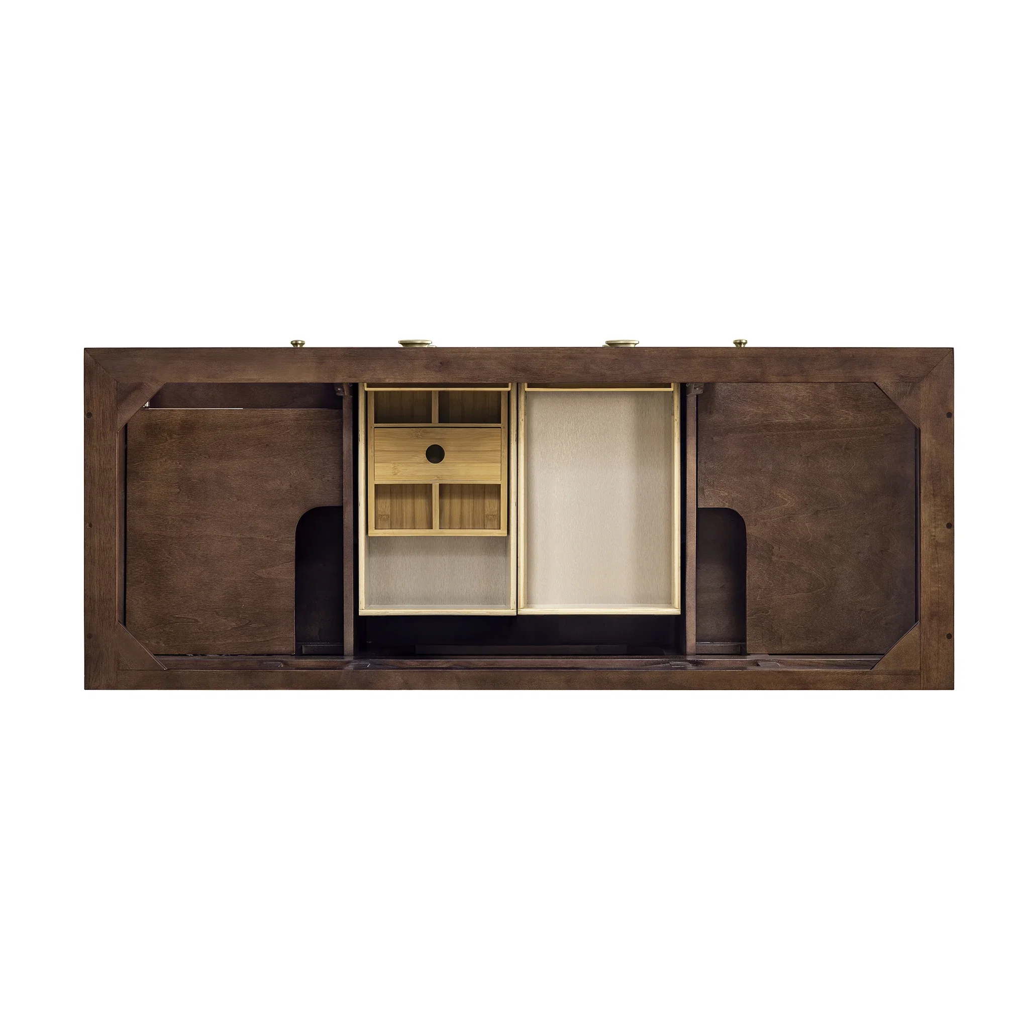 Amberly 60" Double Vanity, Mid-Century Walnut w/ 3 CM Parisien Bleu Top