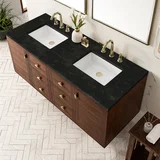Amberly 60" Double Vanity, Mid-Century Walnut, w/ 3 CM Phantome Eclos Top