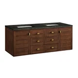 Amberly 60" Double Vanity, Mid-Century Walnut, w/ 3 CM Phantome Eclos Top