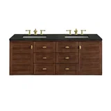 Amberly 60" Double Vanity, Mid-Century Walnut, w/ 3 CM Phantome Eclos Top