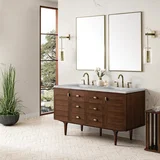 Amberly 60" Double Vanity, Mid-Century Walnut w/ 3 CM Victorian Silver Top