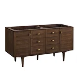 Amberly 60" Double Vanity, Mid-Century Walnut w/ 3 CM Parisien Bleu Top w/FreePower Wireless Charger