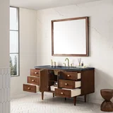 Amberly 60" Single Vanity, Mid-Century Walnut w/ 3 CM Charcoal Soapstone Top