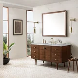 Amberly 60" Single Vanity, Mid-Century Walnut w/ 3 CM Ethereal Noctis Top